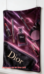 Dior Neon Pink Cosmetic & Perfume Flannel Sofa Throw Blanket D245